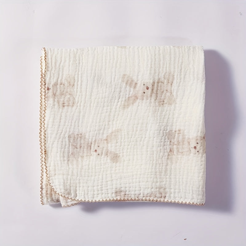 Baby Bath Towel Soft and Delicate with Lace Trim and Cartoon Print