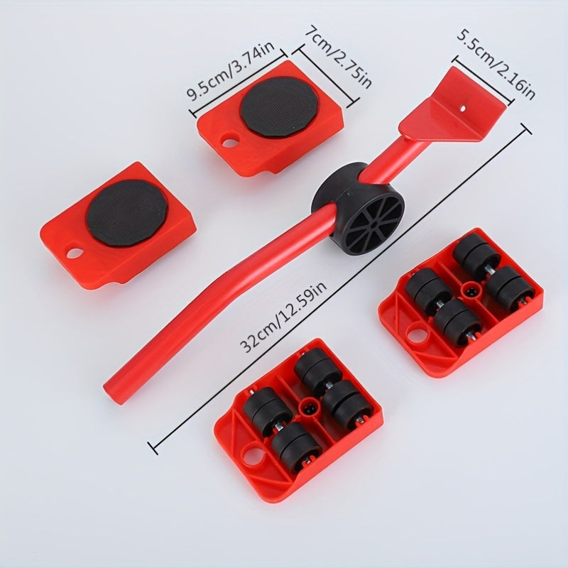 5-ta bo'lak mebel ko'tarish to'plami, 150kg yuklash quvvati va 360-daraja burilish g'ildiraklari bilan