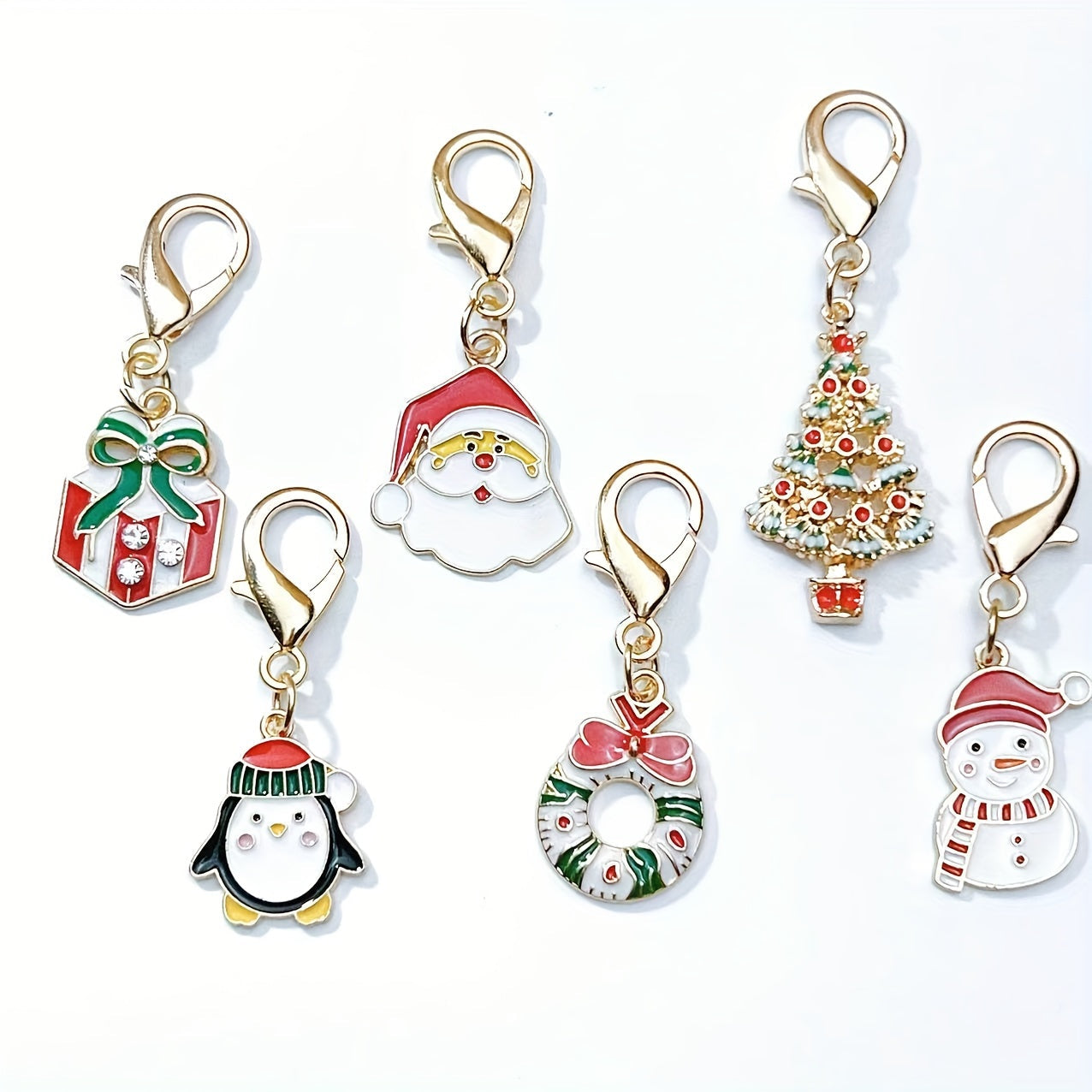 Christmas Keychain Charms Zinc Alloy Festive Holiday Gift Bag Pendants