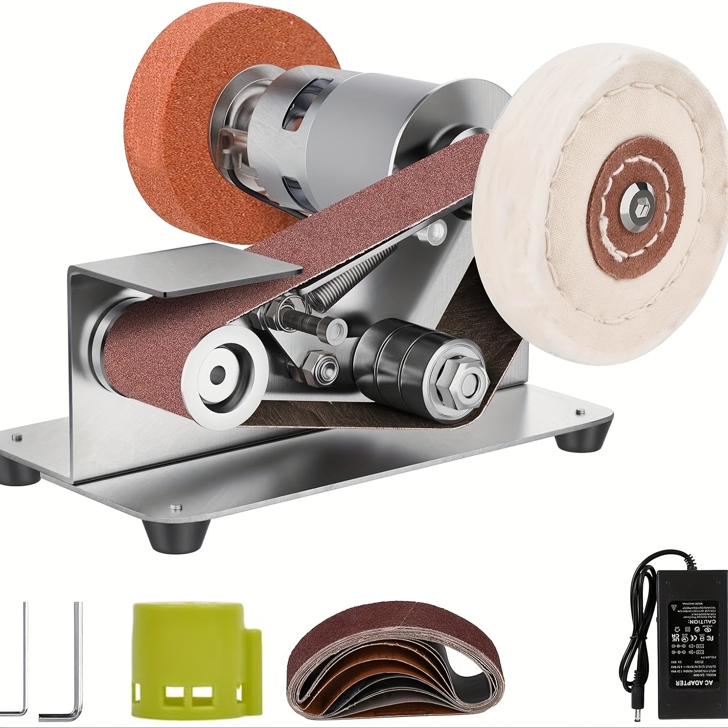 Mini Electric Belt Sander 7-Speed Control Stainless Steel Polishing Grinding Kit