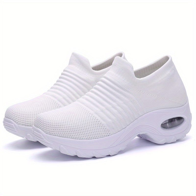 Zapatillas de media caña transpirables para mujer con amortiguación de aire, color sólido, para todas las estaciones
