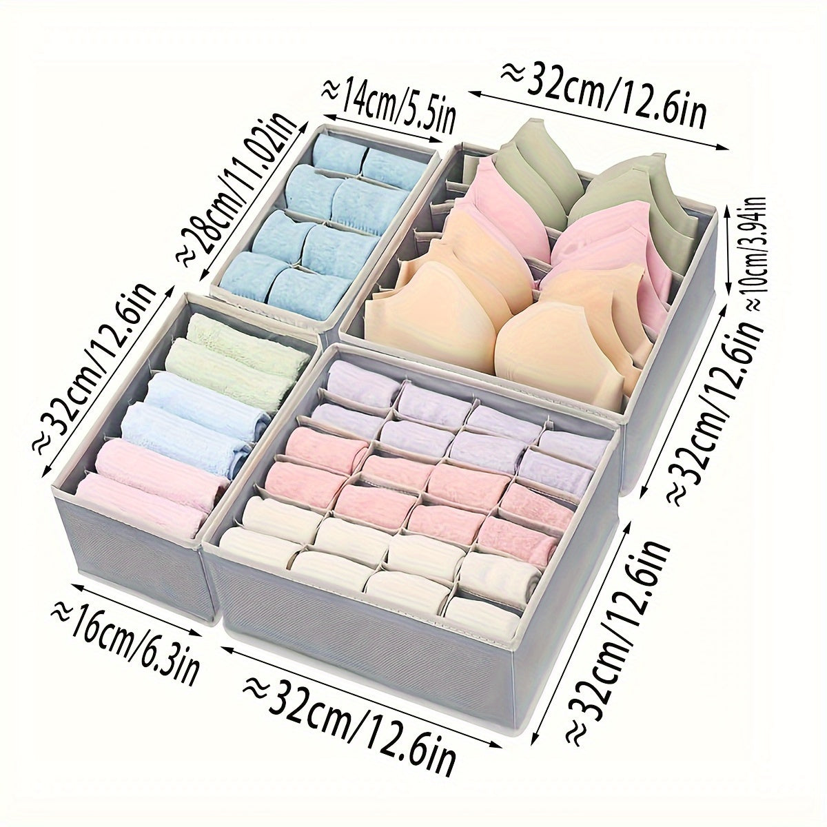 Set of 4 Foldable Non-Woven Storage Boxes for Closet Organization and Holiday Supplies