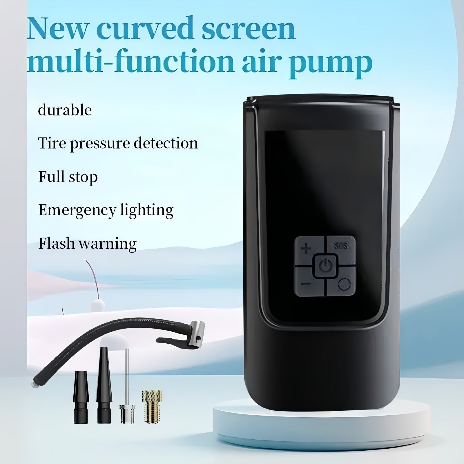 Портативный насос для накачки шин с манометром и светодиодной подсветкой для автомобиля и велосипеда