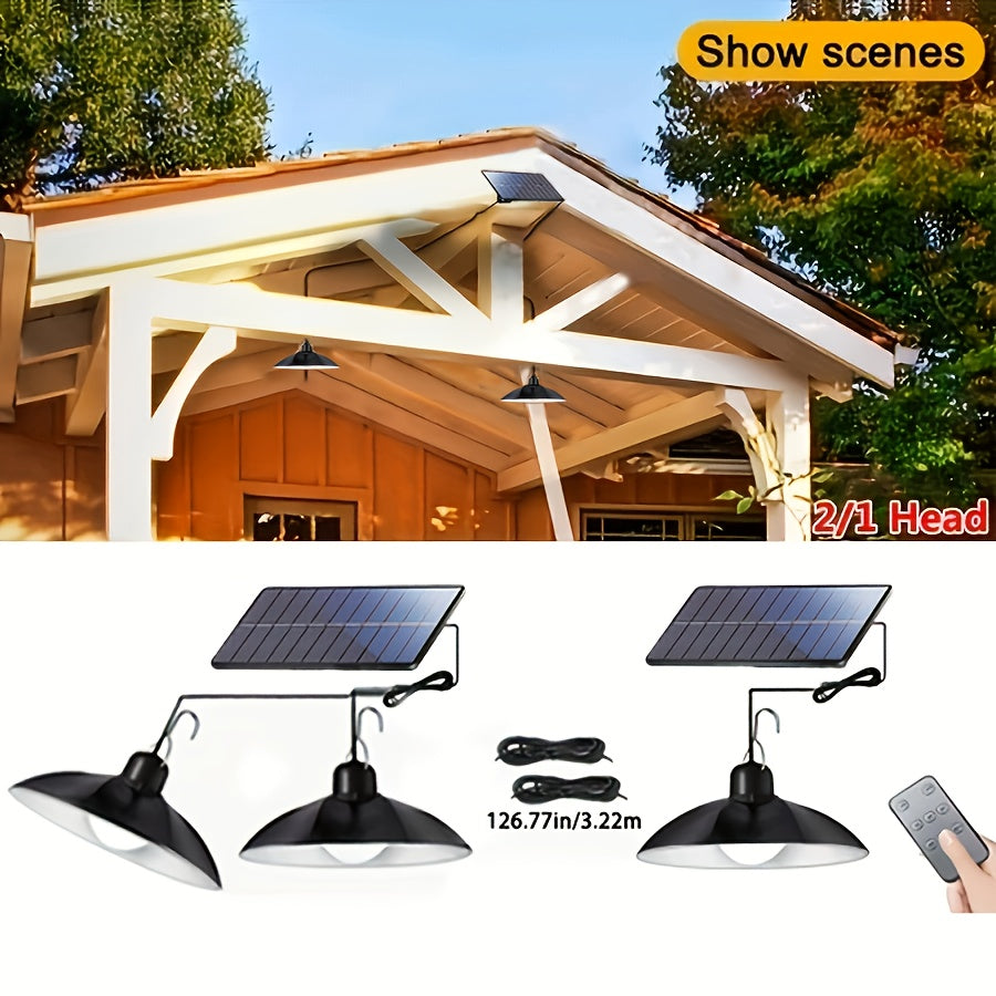 Outdoor Solar Pendant Light Double Headed LED RV Camping Patio Decoration