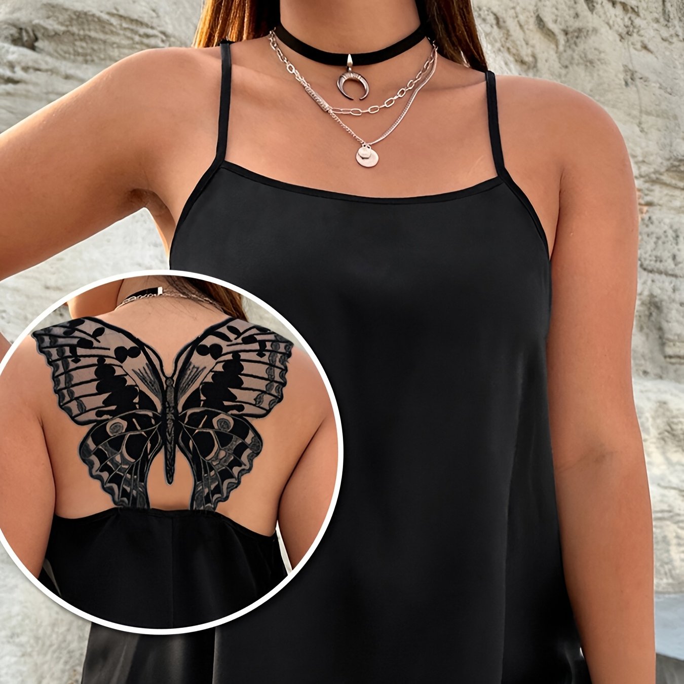 Топ-карамель с вышитыми бабочками для полных женщин, без рукавов, легкий летний топ с тонкими бретелями, повседневная майка