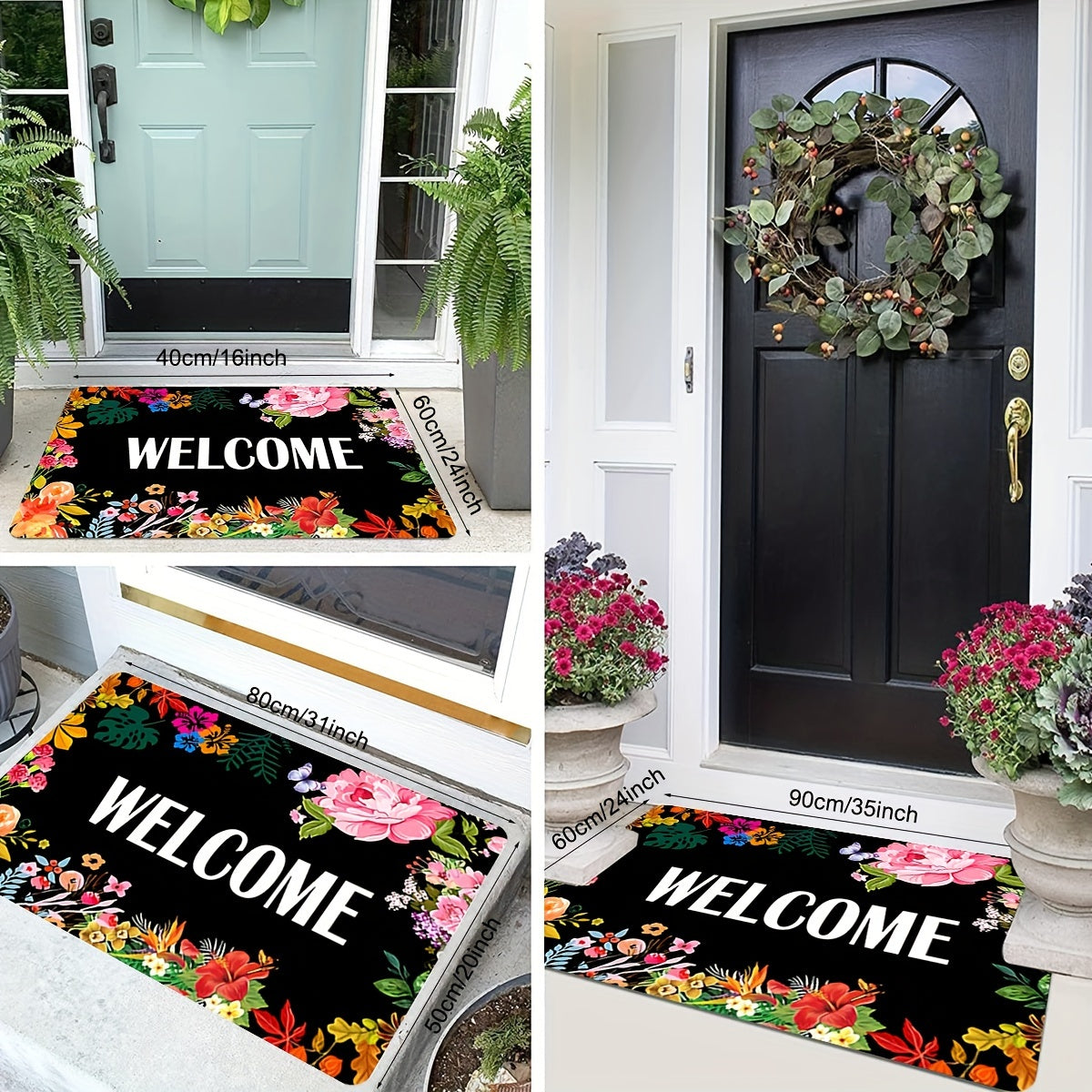 Цветочный коврик для прихожей - современный, низкопрофильный, забавный коврик, нескользящий коврик для использования в помещении и на улице - идеально подходит для кухни фермерского дома, патио, входа в ванную комнату