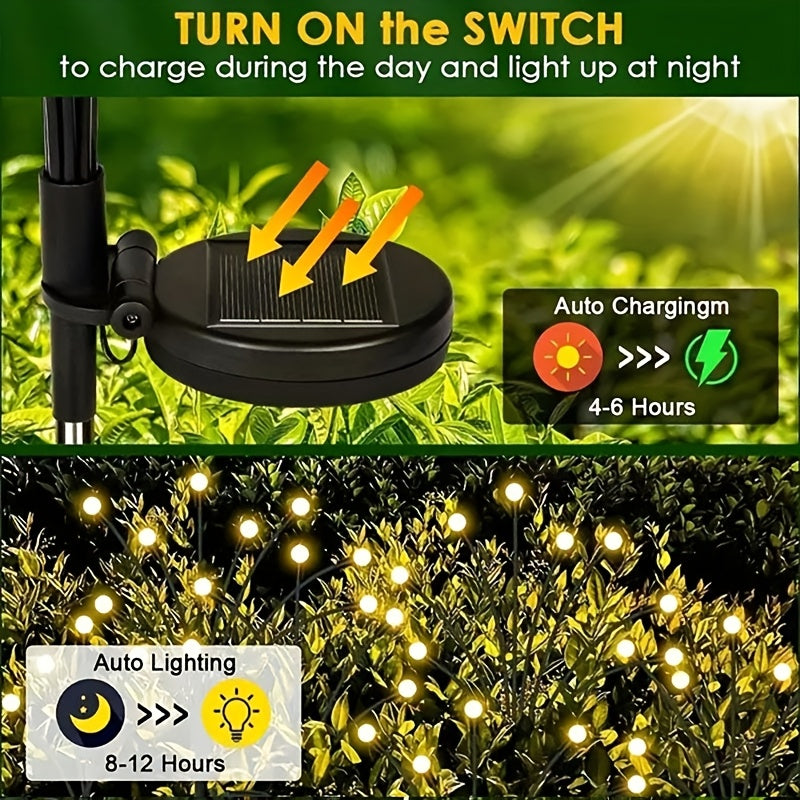 Solar Garden Lights 12 LED Solar Firefly Outdoor Decorative Waterproof Pathway Lawn Yard Patio Warm Multicolor
