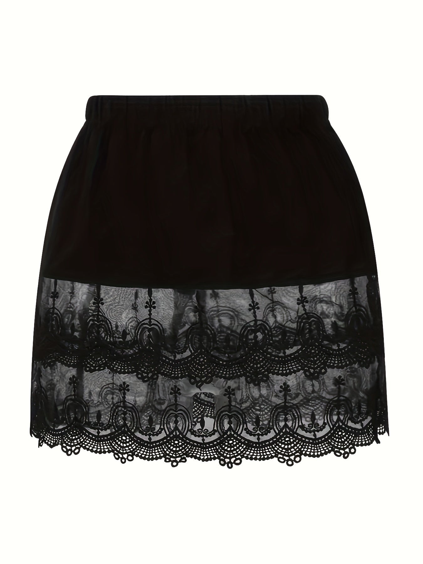 Women Plus Size Lace Skirt Elastic Waist Casual Spring Summer