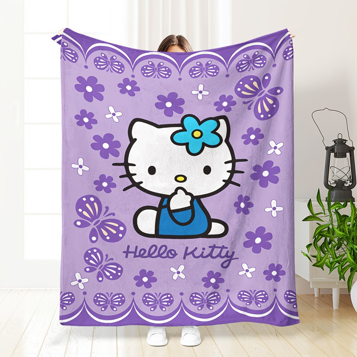 Plush Blanket Flannel Throw for Bedroom Office Travel Pink or Purple