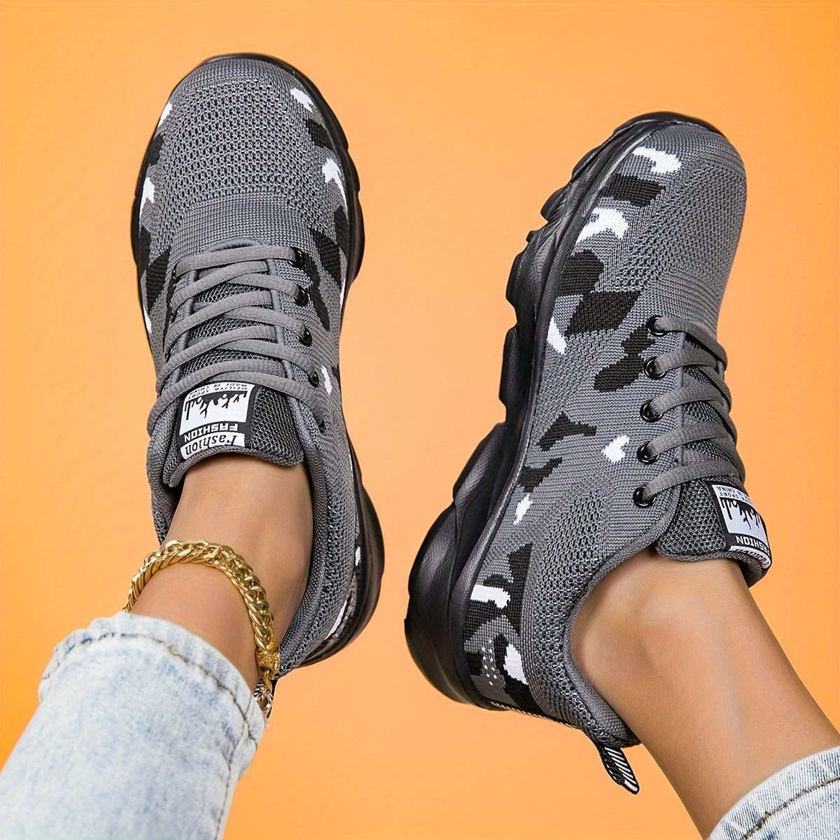 Women's Camo Mesh Sneakers Lightweight Non-Slip Running Shoes
