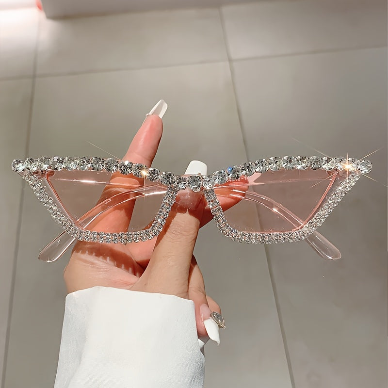 Women’s Cat Eye Glasses Shiny Rhinestone Fashion Sunglasses for Parties and Clubs