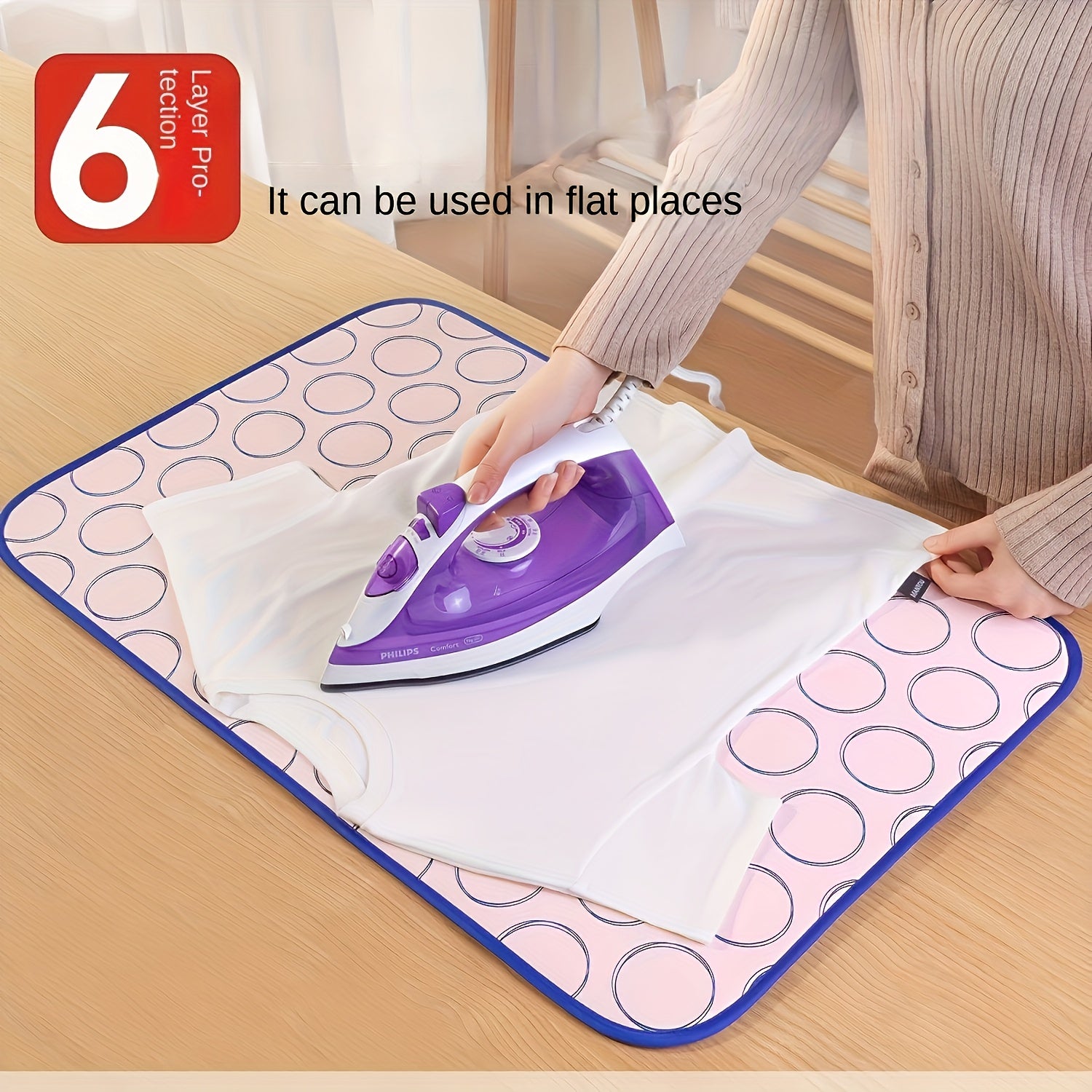 Portable Polyester Folding Ironing Mat Waterproof Heat-Resistant for Travel Home Use