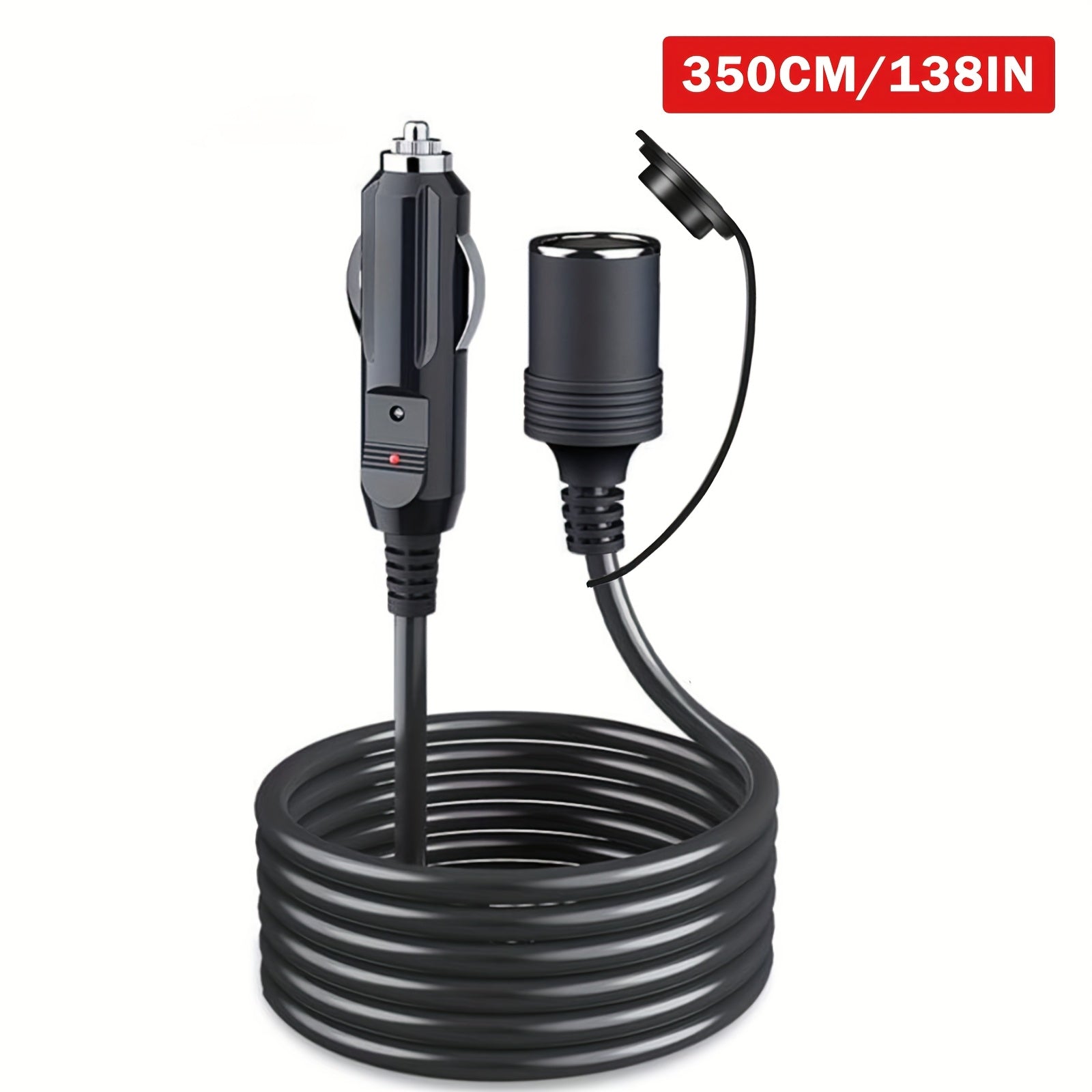 Heavy Duty Car Power Extension Cord 45.72-350.52cm 12V 24V with LED Fuse