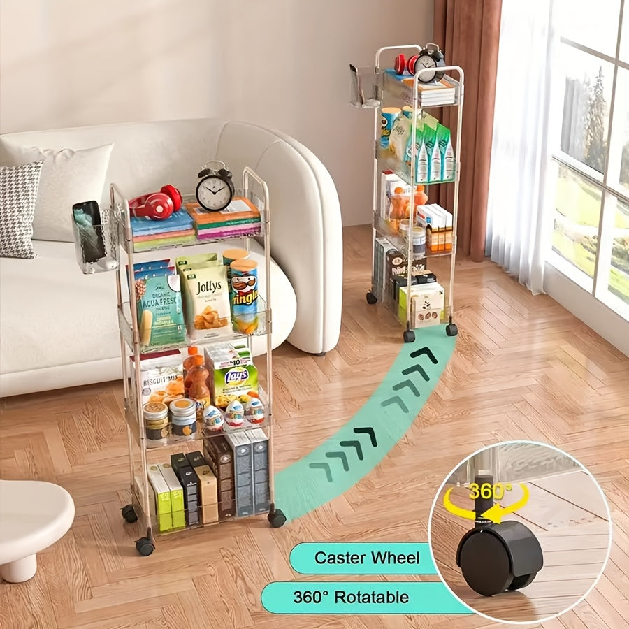 Акриловая тележка для хранения с 2/4 ярусами для кухни, ванной, кладовой, организатор