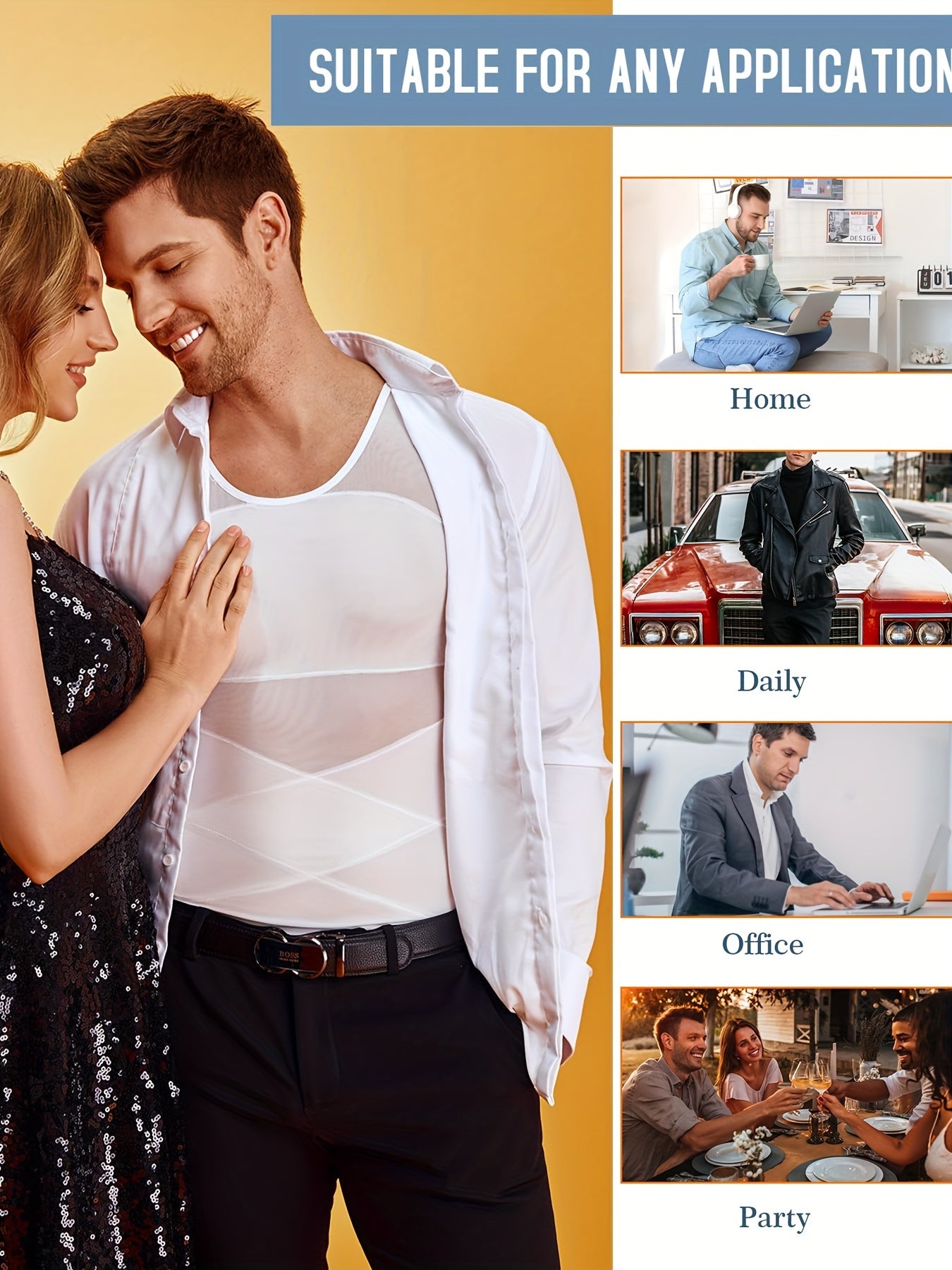 Camiseta ajustada de compresión para hombre, moldeador corporal de nylon y spandex, chaleco de entrenamiento de color sólido