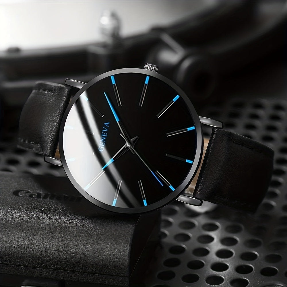 Men's Casual Jewelry Set with Quartz Watch Bracelet and Necklace