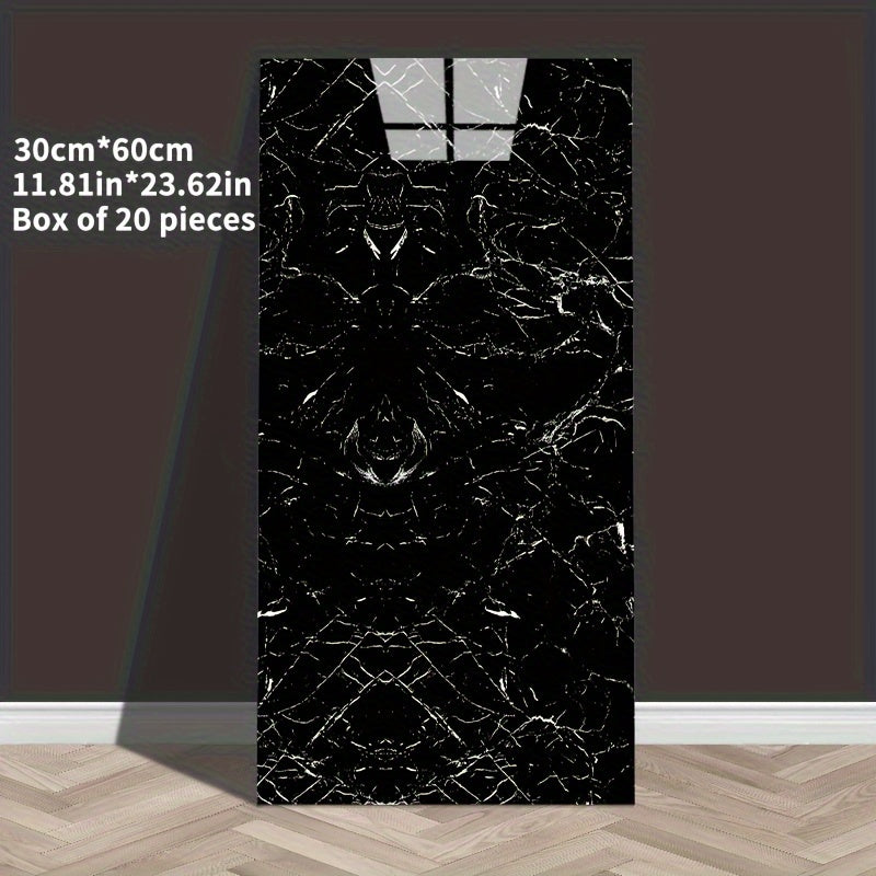 Marble Effect Self-Adhesive Wall Tiles Vinyl Waterproof Easy to Clean for Bathroom Kitchen Living Room Bedroom Pack of 10 20 or 50