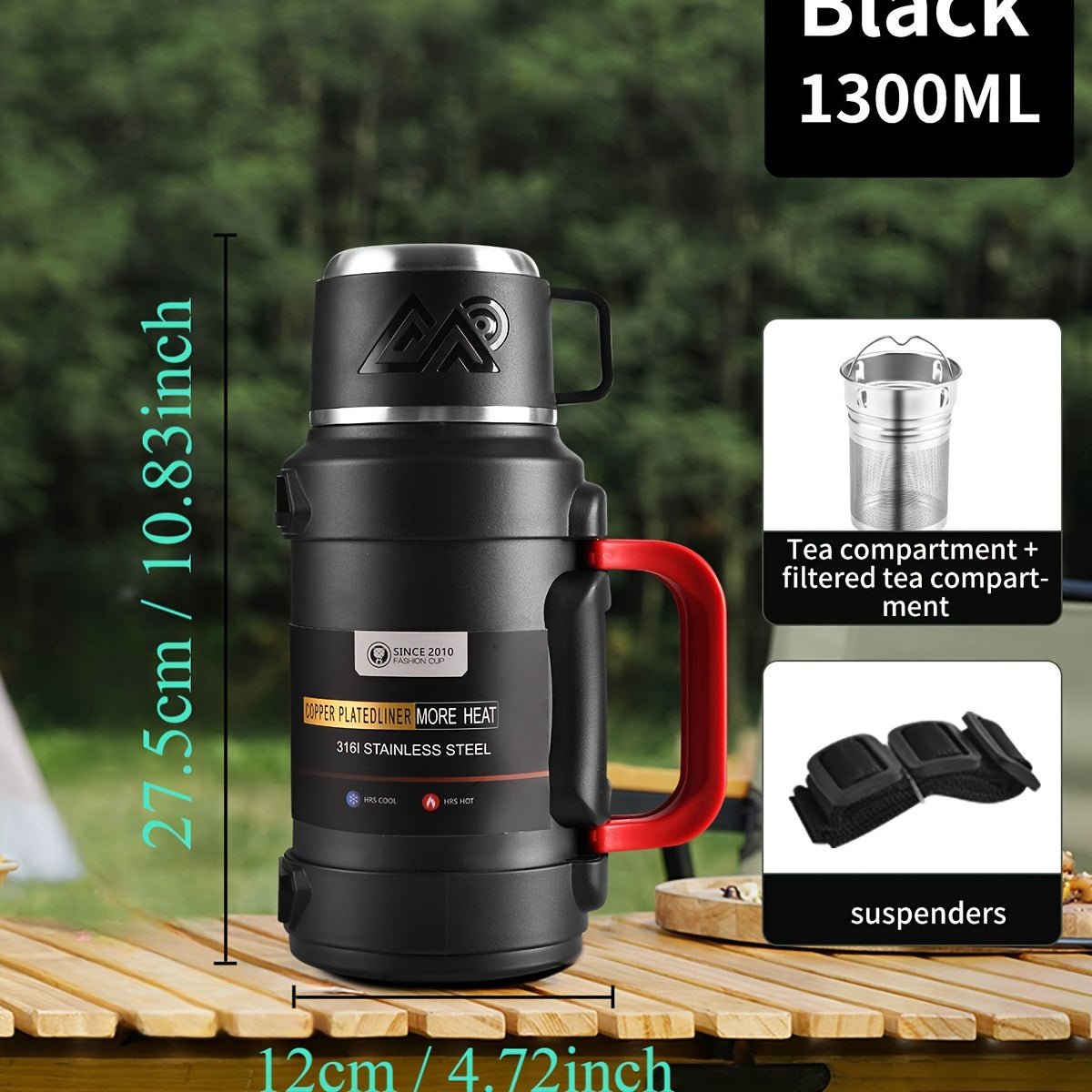 Large Capacity Insulated Stainless Steel Kettle Cooler Coffee Pot for Camping and Travel