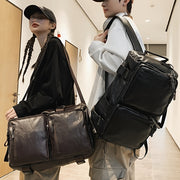 Mochila negra con compartimento para tableta, correas ajustables, múltiples bolsillos para hombres, mujeres, viajes y negocios