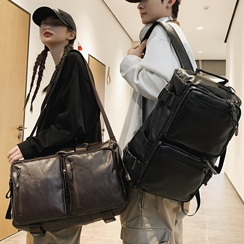 Mochila negra con compartimento para tableta, correas ajustables, múltiples bolsillos para hombres, mujeres, viajes y negocios