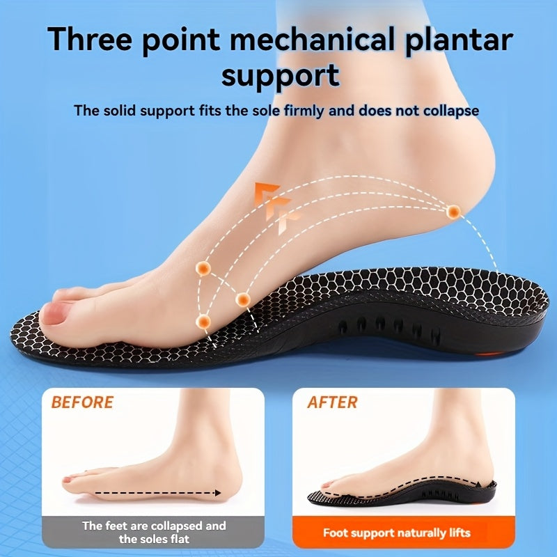 Unisex Sports Insoles Black Orange Support Shock Absorption