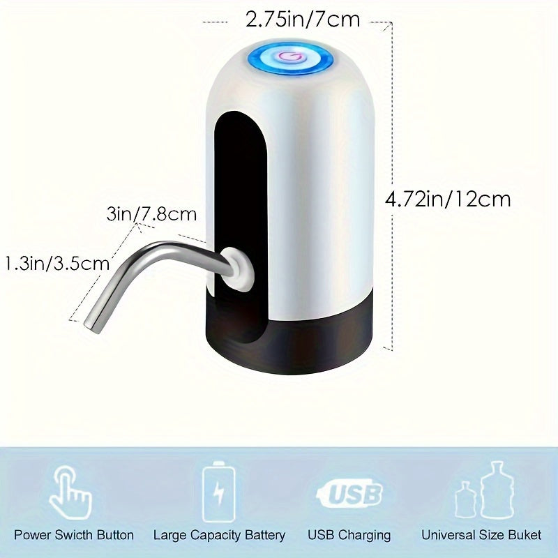 Bomba de agua recargable por USB portátil para acampar y uso doméstico dispensador automático para botellas de 11.36-18.93 litros