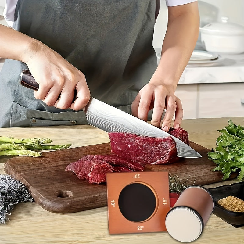 1Pc Knife Sharpener with Four-Sided Wooden Rollers and Angle Guide Kit