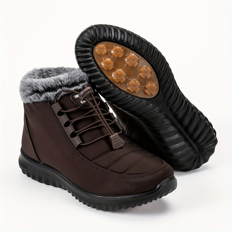 Women's Warm Faux Leather High-Top Boots With Plush Lining