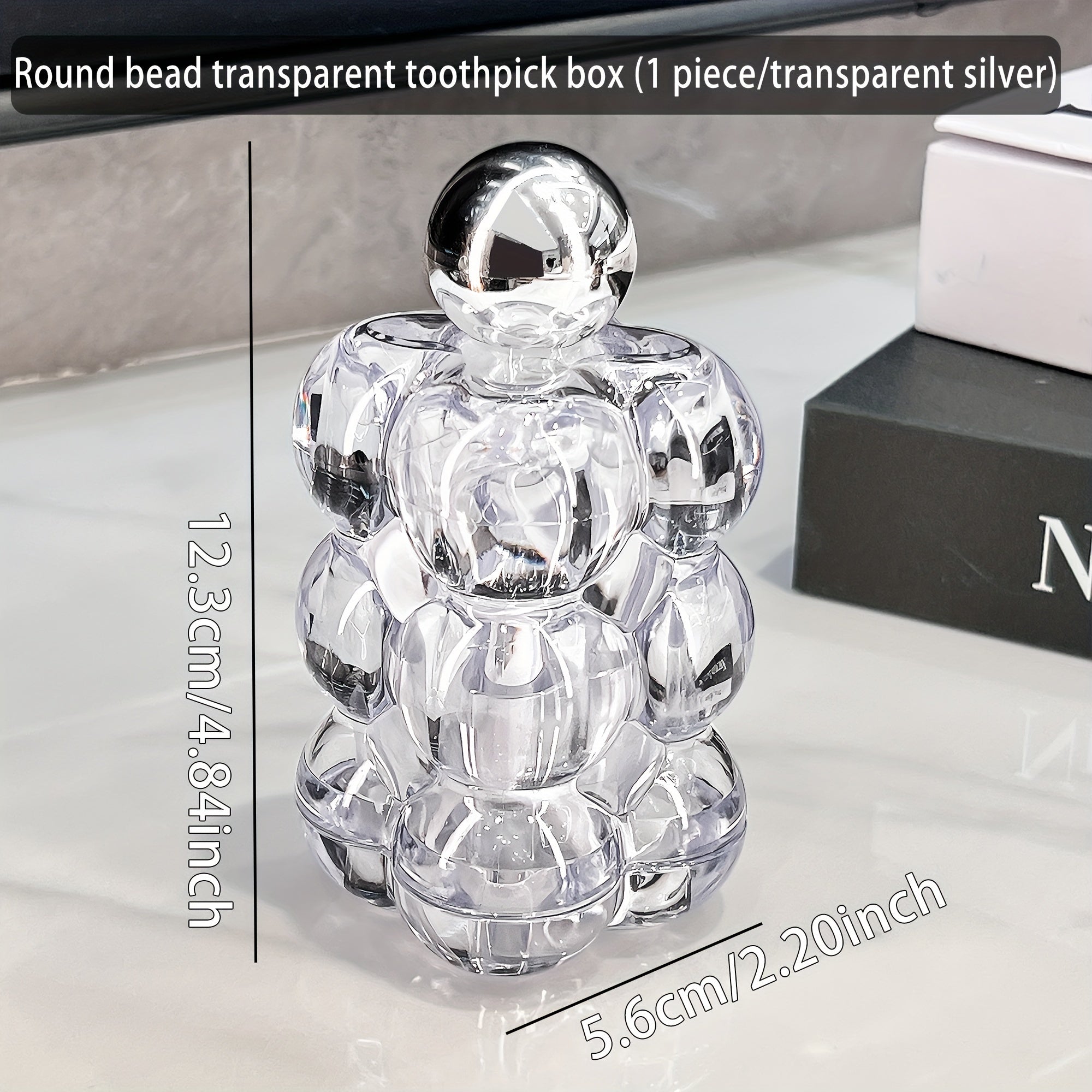 Porta palillos de plástico con diseño de cuentas, dispensador transparente para bastoncillos de algodón