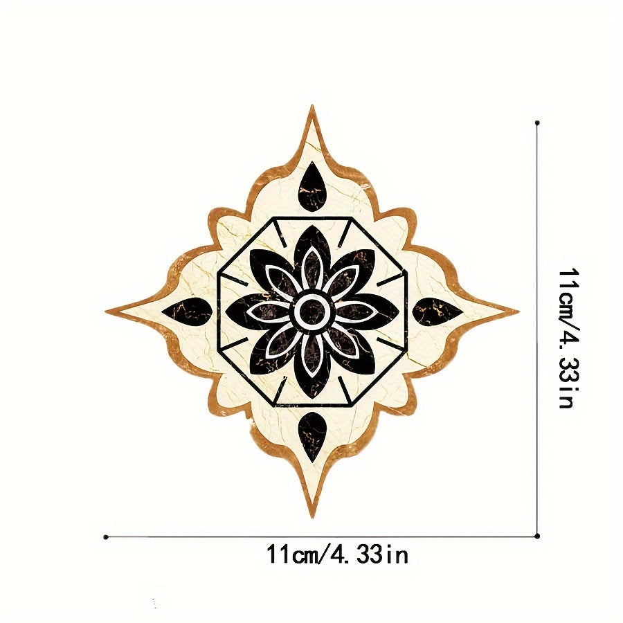 Set of 36 Black and Orange Ceramic Tile Stickers for Floor and Wall High Wear Resistance