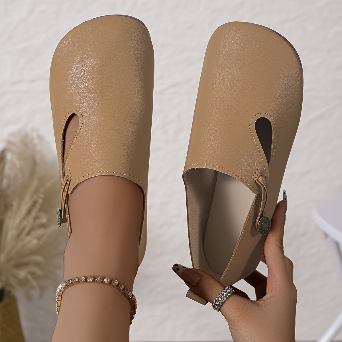 Women's Solid Color Square Toe Flats Slip-On Casual Shoes All-Season