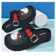 Unisex EVA Clog Slippers Black Indoor Outdoor Water Shoes with Cartoon Bow