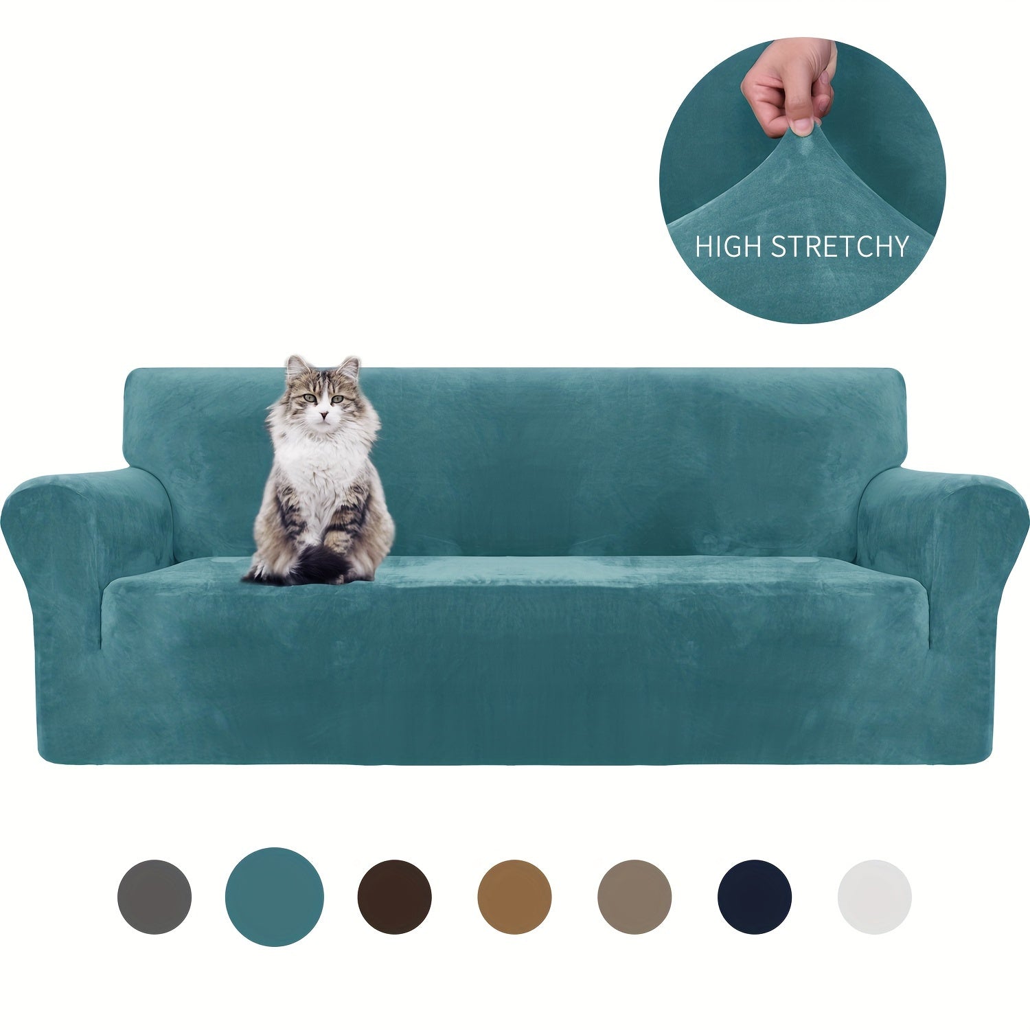Velvet Sofa Cover Elastic Bottom All Seasons Pet Scratch Protection