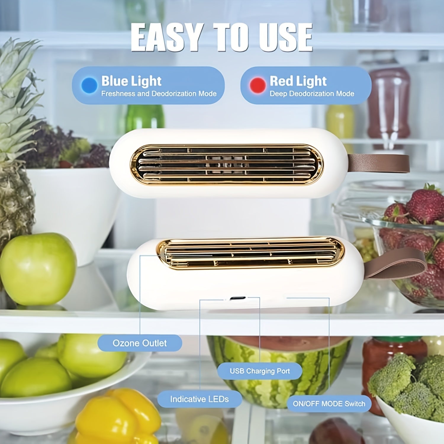 Purificador de nevera USB portátil para autocaravana y camping, purificador de aire compacto