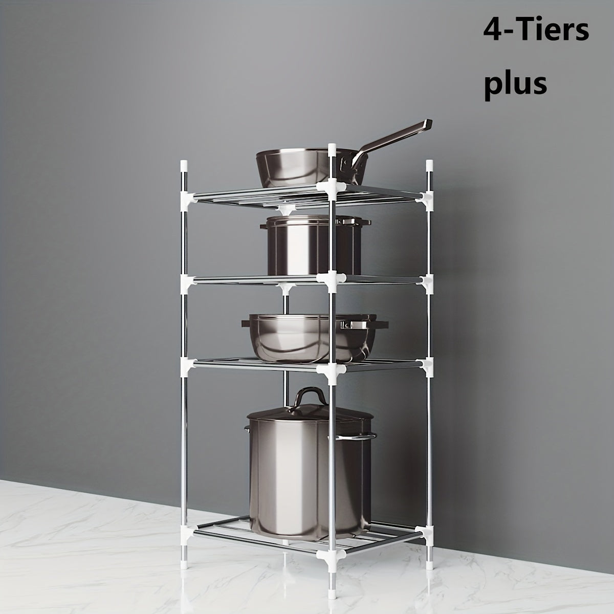 Multi-Tier Stainless Steel Storage Shelf for Kitchen Bathroom Balcony