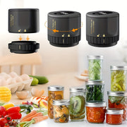 Электрический набор вакуумных герметизаторов для банок с широким и стандартным горлышком, черный