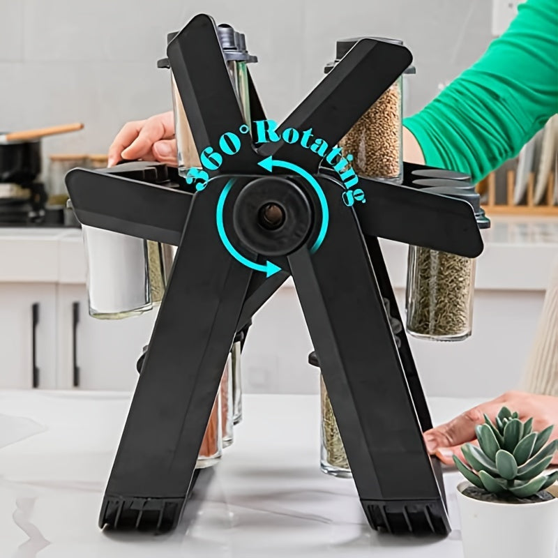 18 ta ziravor bankasi va shisha shisha idish uchun 360° aylanadigan ziravorlar qutisi