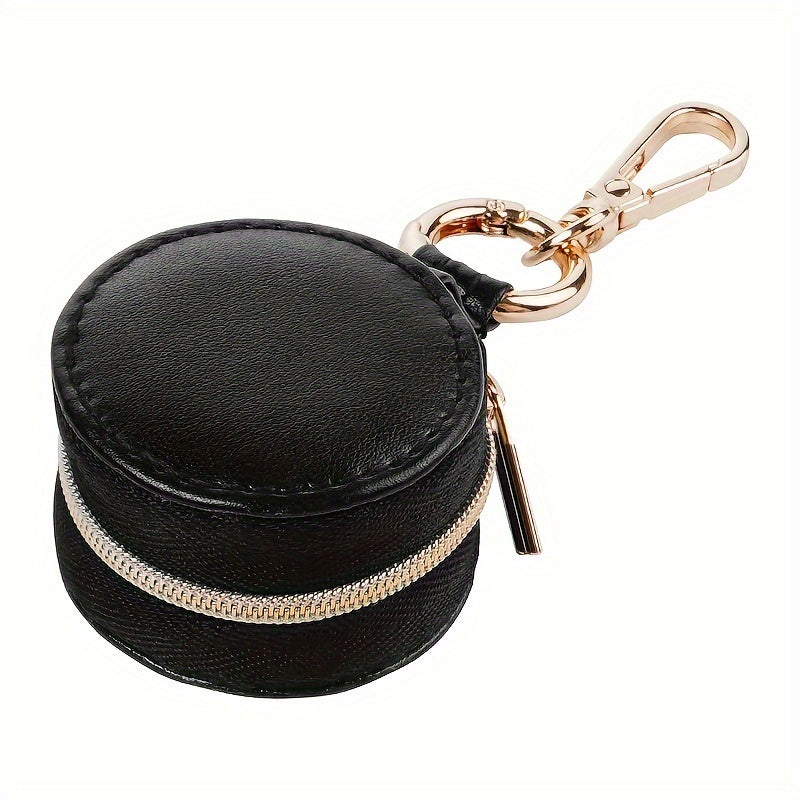 Small Leather Jewelry Box with Keychain for Earrings Rings and Accessories