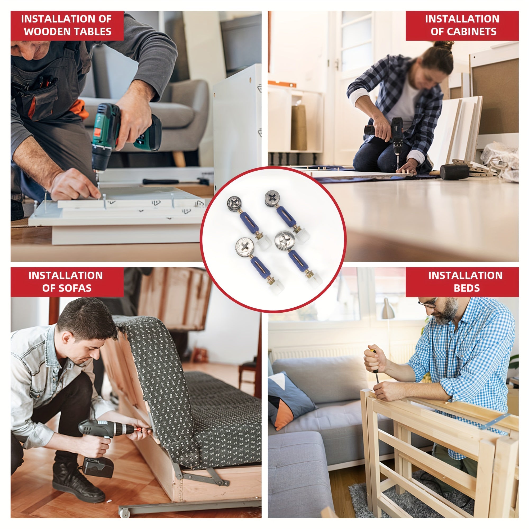 100-Piece Furniture Cam Lock Fastener Kit Carbon Steel Screw Nut Bolt Set for IKEA Hardware