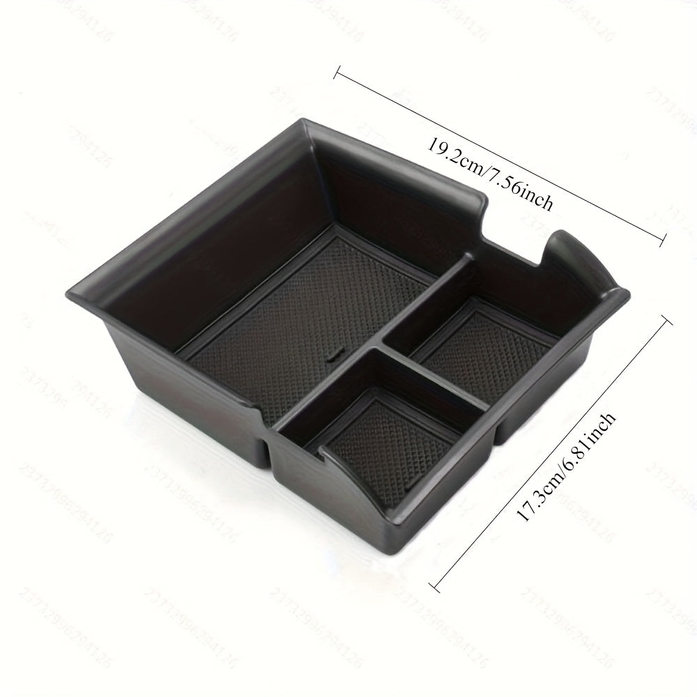 Car Center Console Armrest Storage Box Black Organizer With Compartments