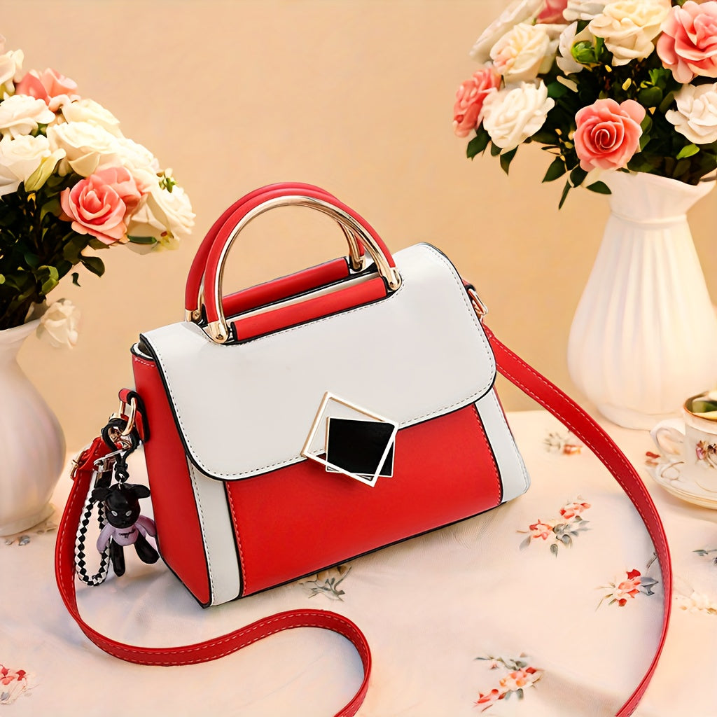 Bolso de mano cruzado para mujer de PU de color sólido, casual y elegante para uso diario en 2024