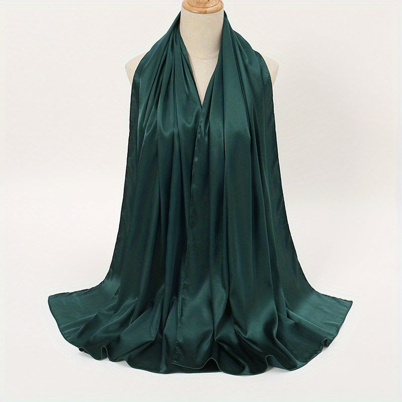 Solid Color Chiffon Shawl and Satin Hijab for Casual Outdoor Sun Protection