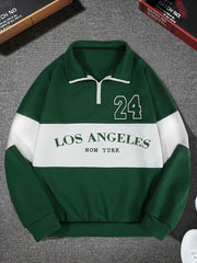 Erkaklar uchun Rangli Blokli Zipli Pullover Sweatshirt, Bahor/Kuz kiyish uchun qulay uzun qo'lqopli yuqori