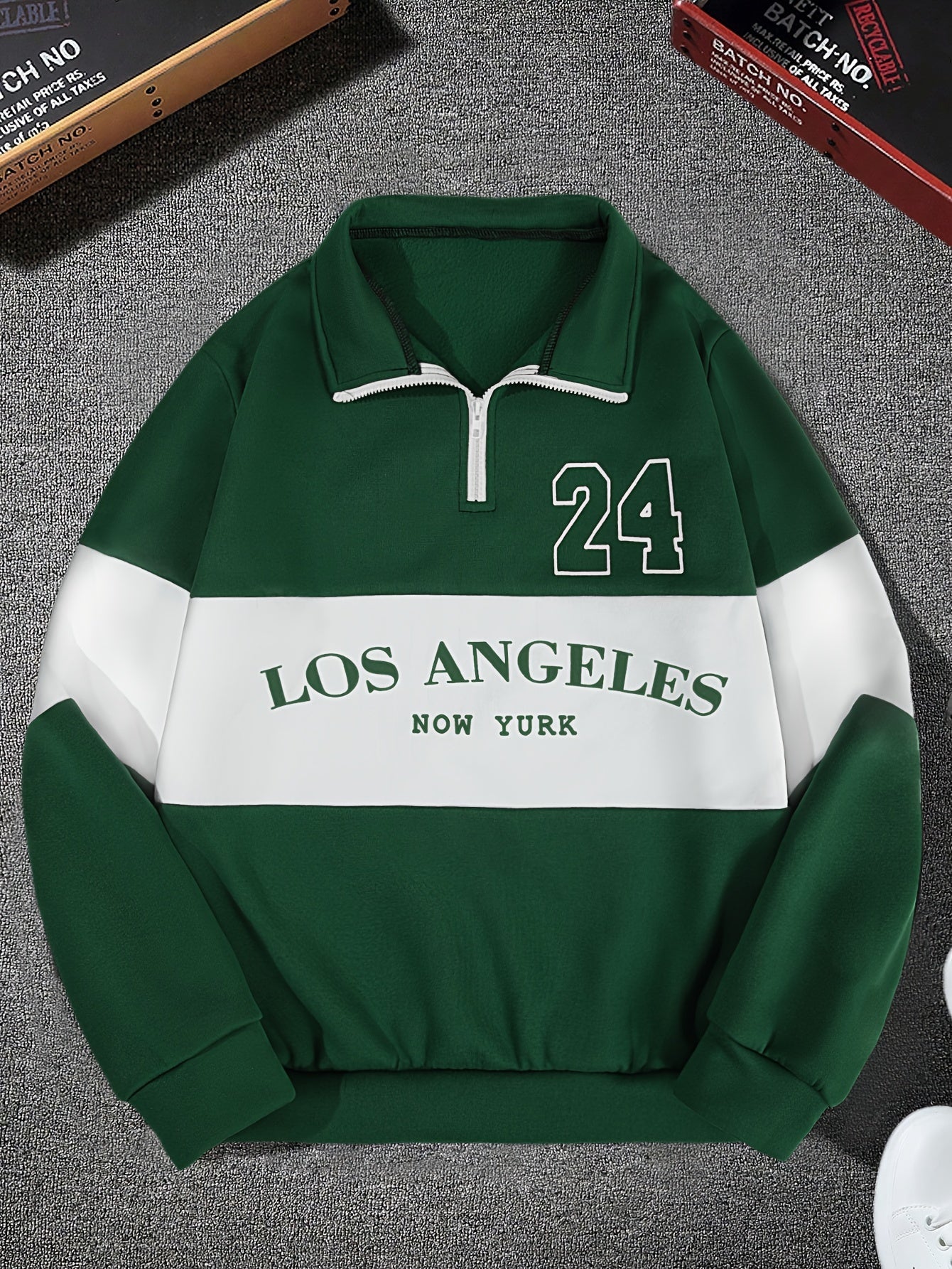 Erkaklar uchun Rangli Blokli Zipli Pullover Sweatshirt, Bahor/Kuz kiyish uchun qulay uzun qo'lqopli yuqori