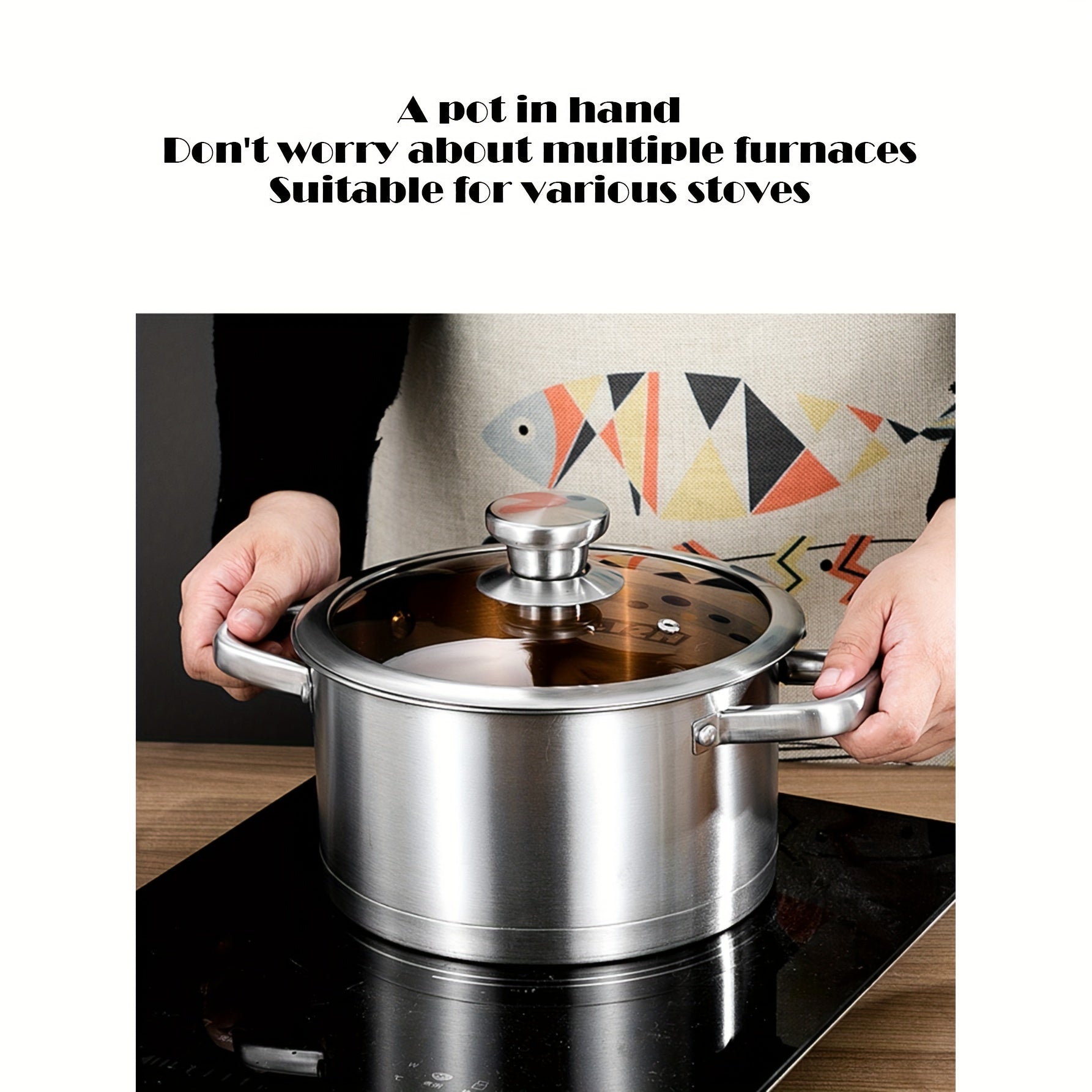 Stainless Steel Kitchen Utensil Set with Pot Frying Pan and Milk Pot