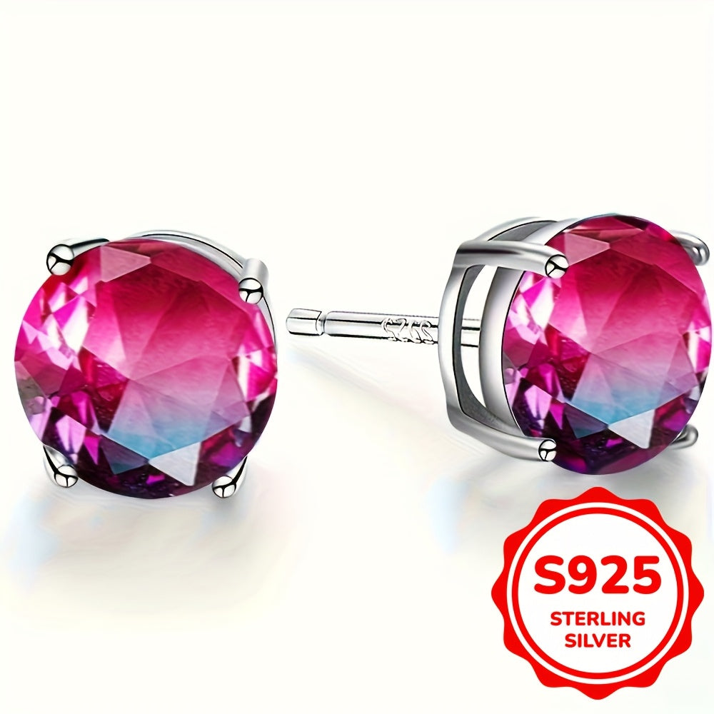 Zarif Sterling Silver Tourmaline bilaguzuklari, 925-diametrli dumaloq bilaguzuklar, ko'p rangli qimmatbaho toshlar bilan, gippoallergen, ayollar va o'smirlar uchun mukammal, 6-8 mm diametr
