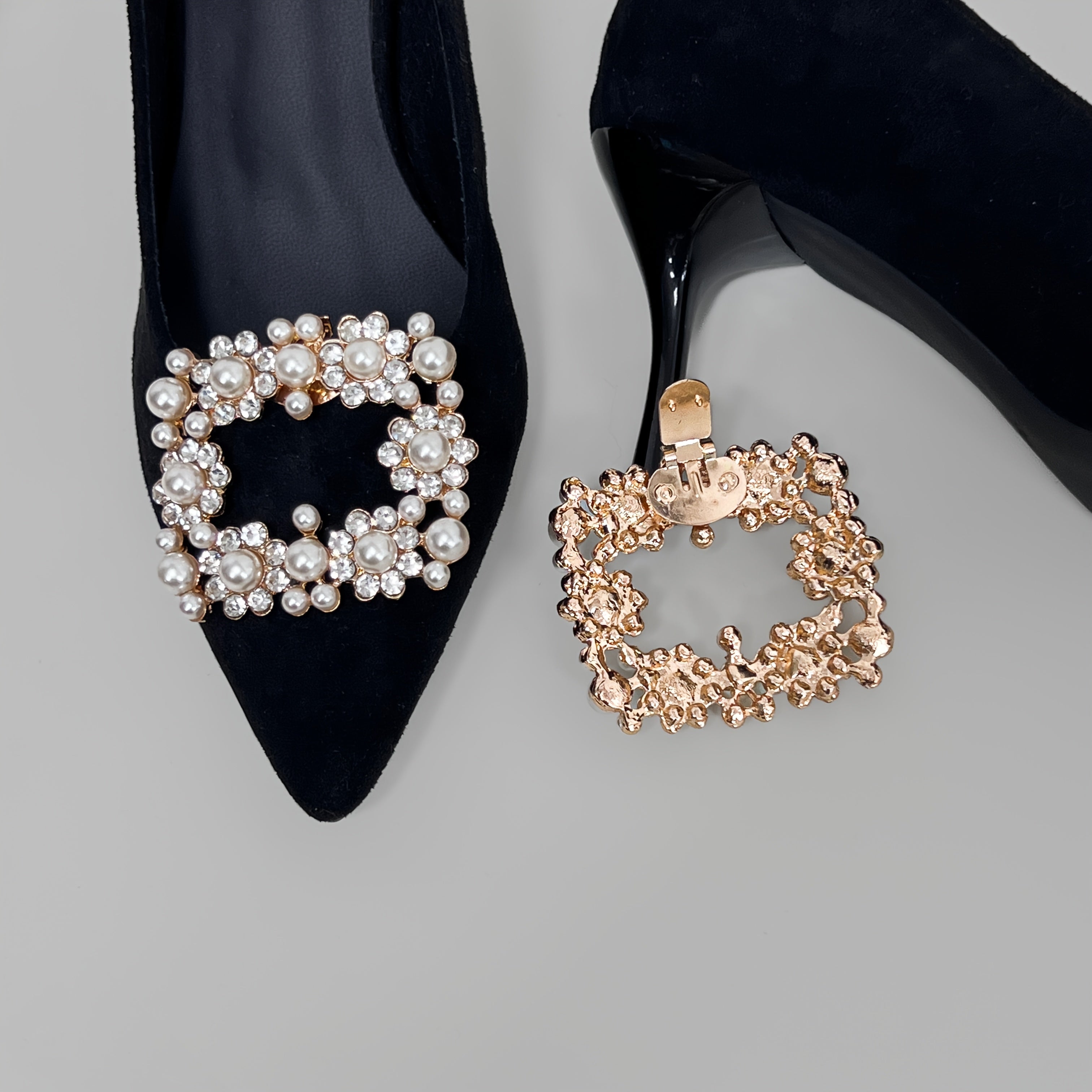 Women's Rhinestone Flower Shoe Buckle Clip Removable Decoration Accessories