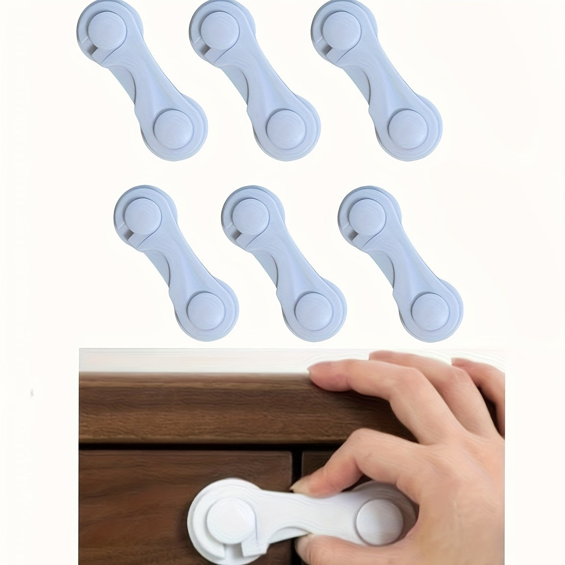 Set of 6 Child Safety Cabinet Door Locks for Drawers Cupboards Fridge and Pantry