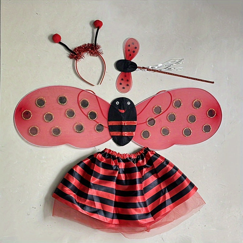 Dance Costume for Girls Tutu Skirt Bee Wings Headband and Dancewear Set