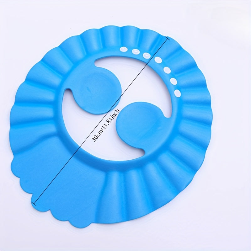 Kids Blue Shampoo Cap with Ear Protection Adjustable for Shower